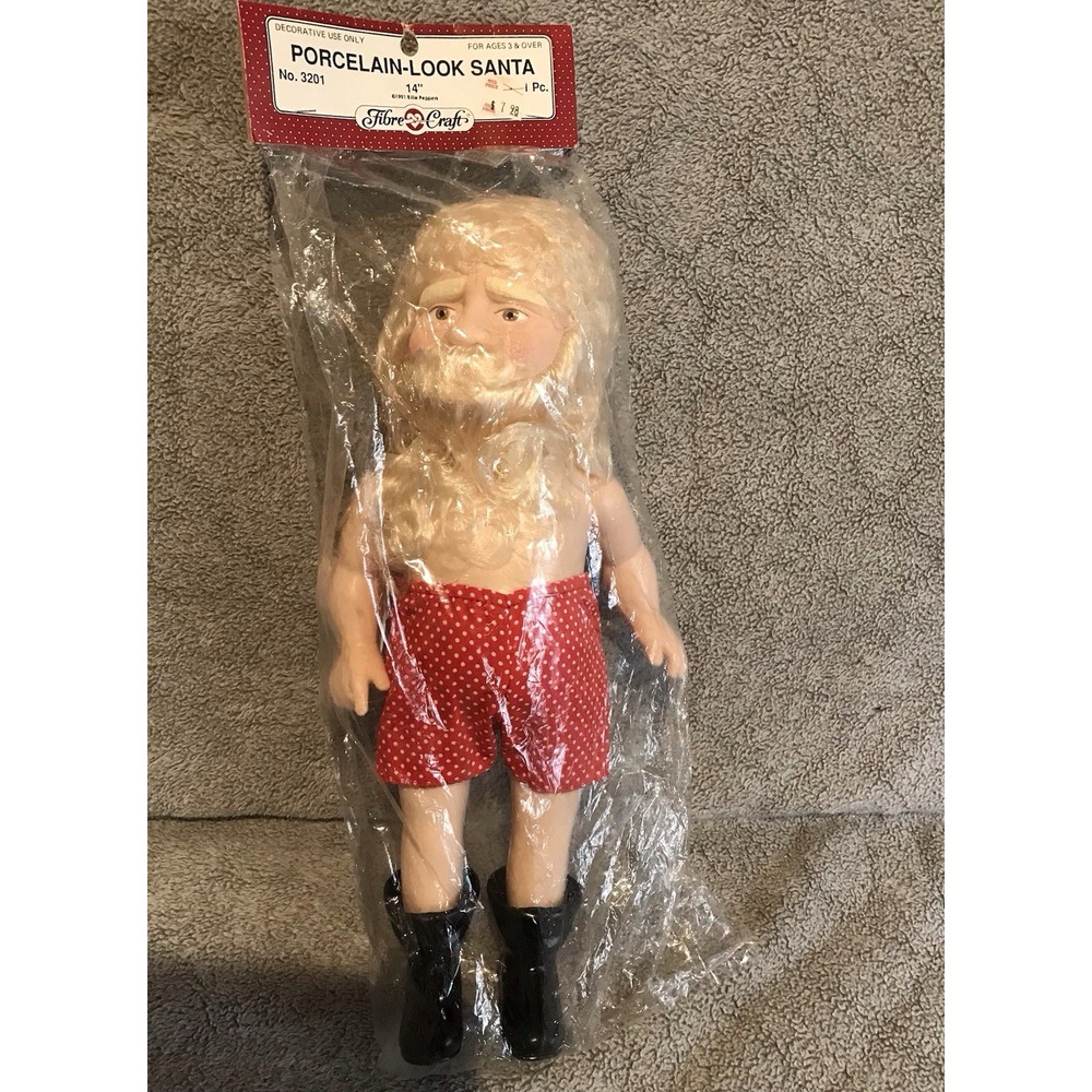 Vintage Fibre Craft Santa Claus‎ 14" Plastic Doll 3201 Billie Peppers 1991
